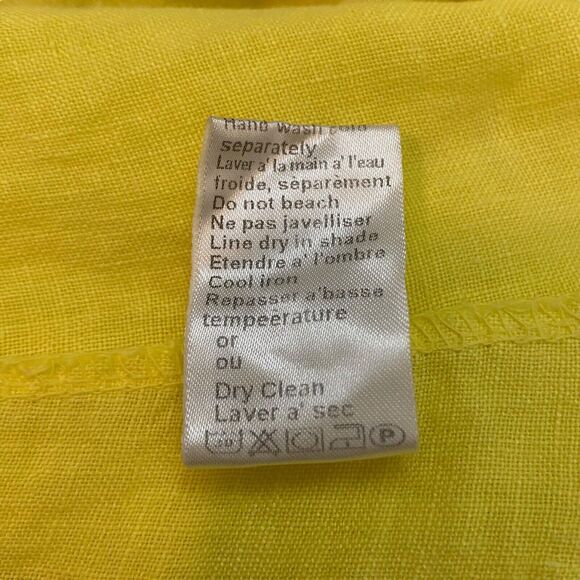 Terzo Millennio Yellow Linen Top Blouse Women Size S Open Shoulders Relaxed Fit - Picture 14 of 14
